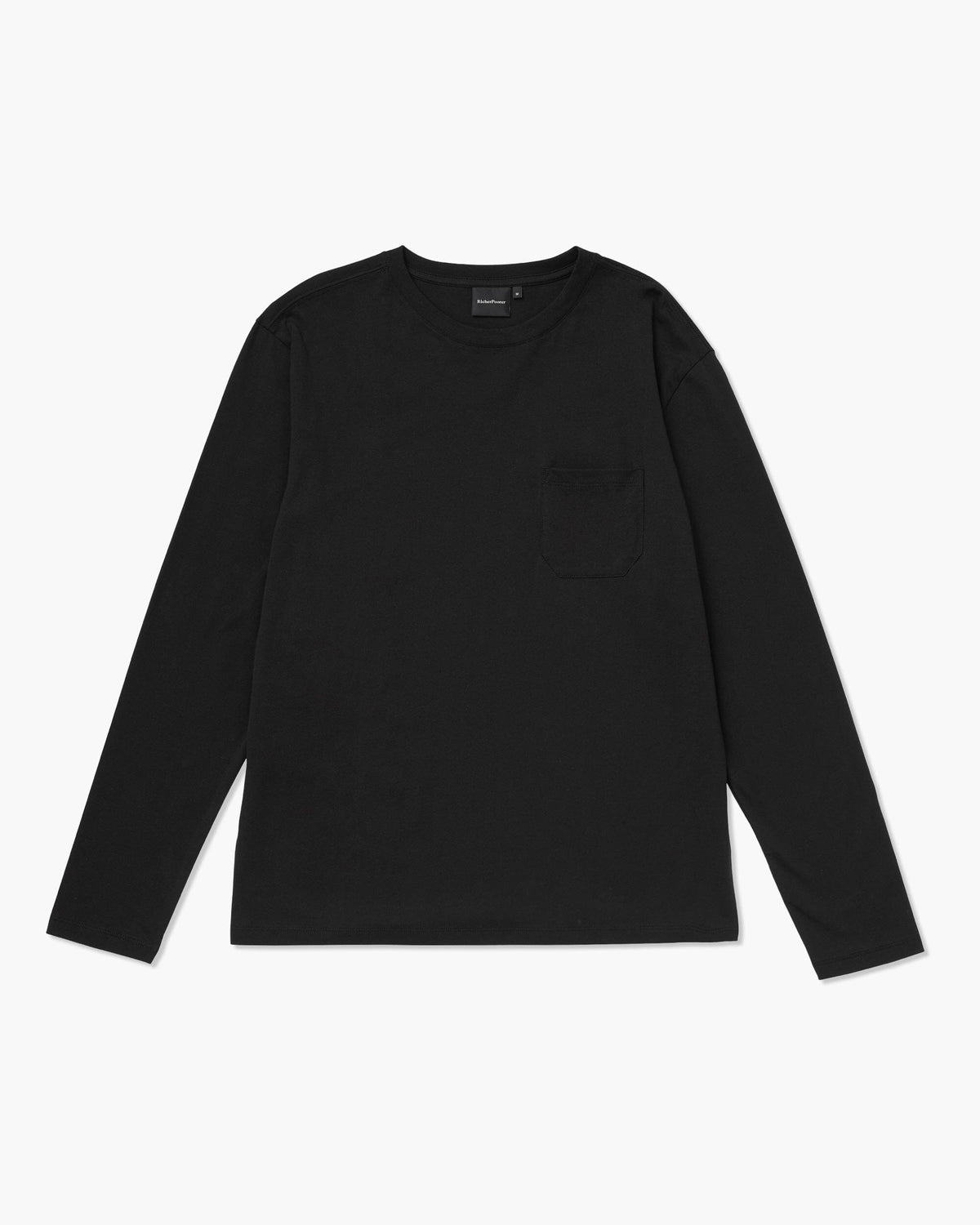 Mens Pima Long Sleeve Pocket Tee - Pima Cotton Jersey - Black