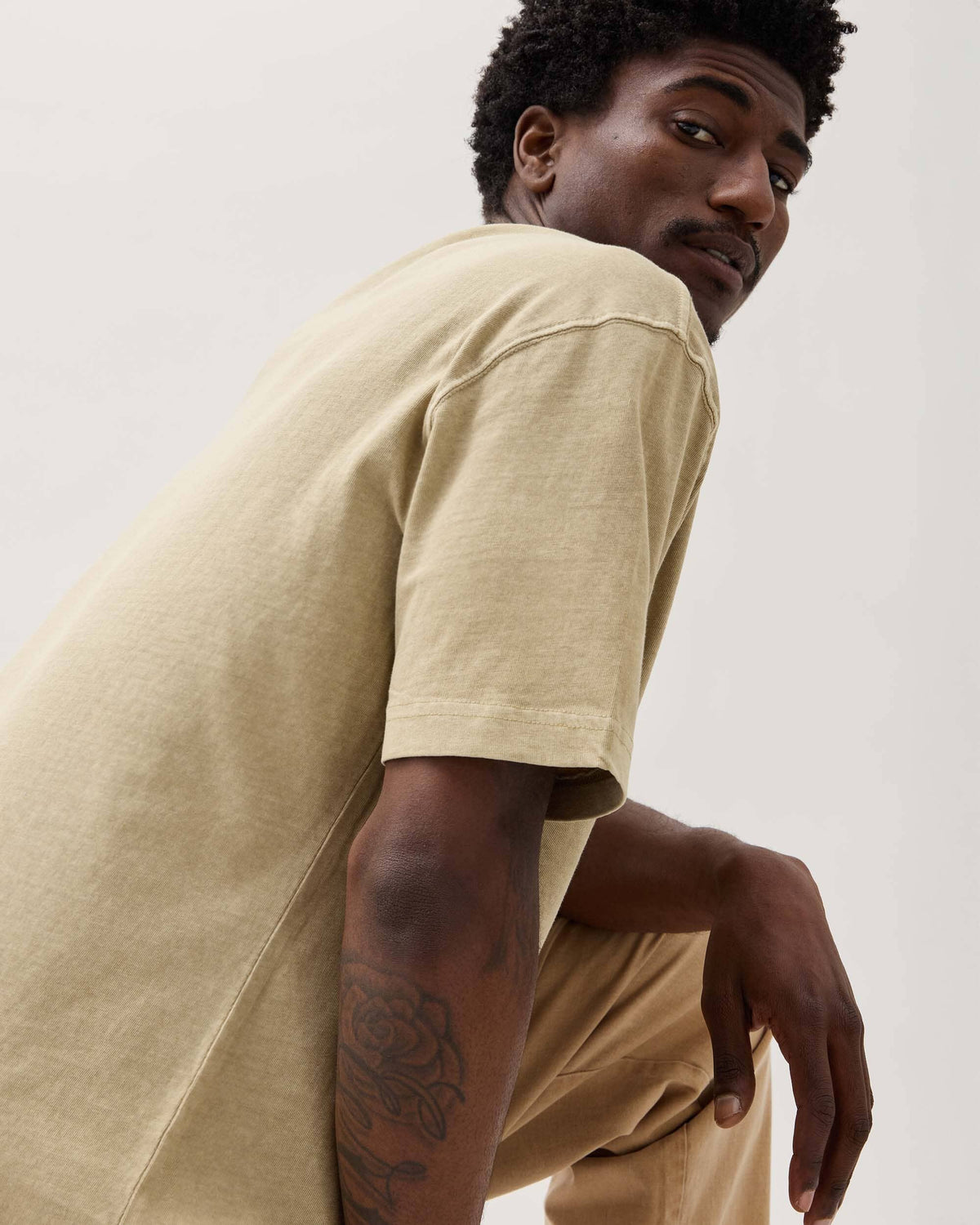 Mens Relaxed Short Sleeve Tee - Pigment Dye Jersey - Sponge