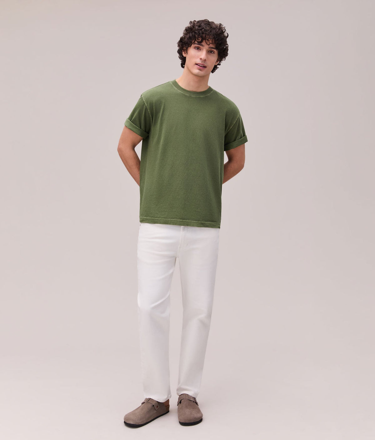 Mens Relaxed Short Sleeve Tee - Pigment Dye Jersey - Cypress