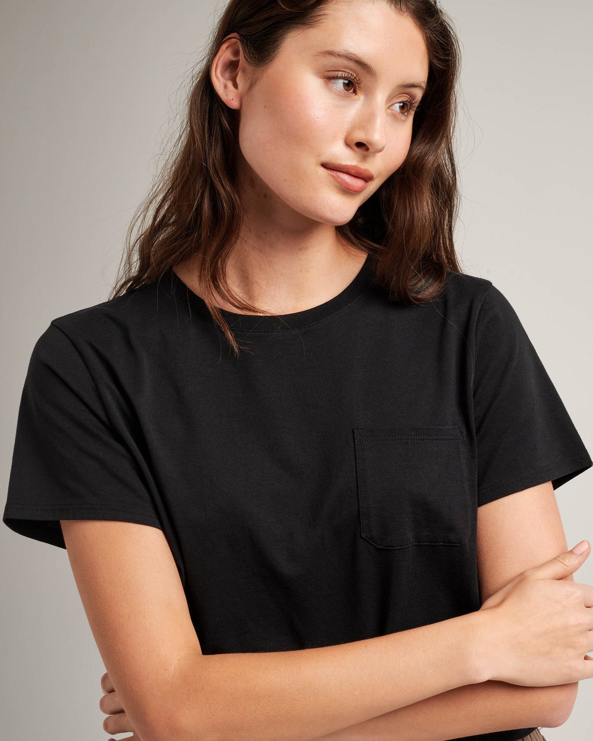 Womens Pima Boxy Crop Tee - Pima Cotton Jersey - Black