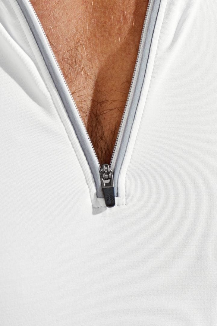 Coolibar Men's Ultimate Half-Zip Rash Guard UPF 50+ - White Line