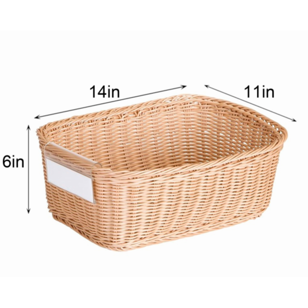 Deep Classroom Storage Basket – Large Woven Shelf Bin for Toys & Supplies (14" x 11" x 6") - 4 Pack