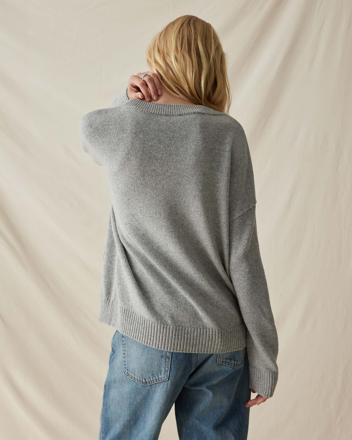 Womens Alexa Lightweight Cardigan - Cotton Sweater Knit - Heather Grey