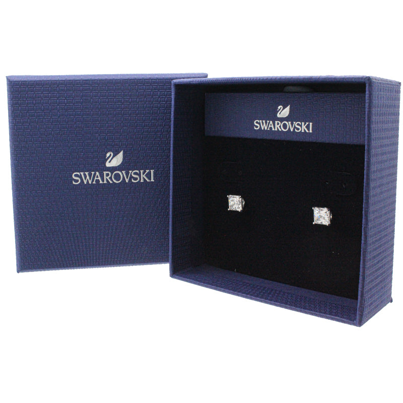 Swarovski Attract Square Crystal Silver Earrings