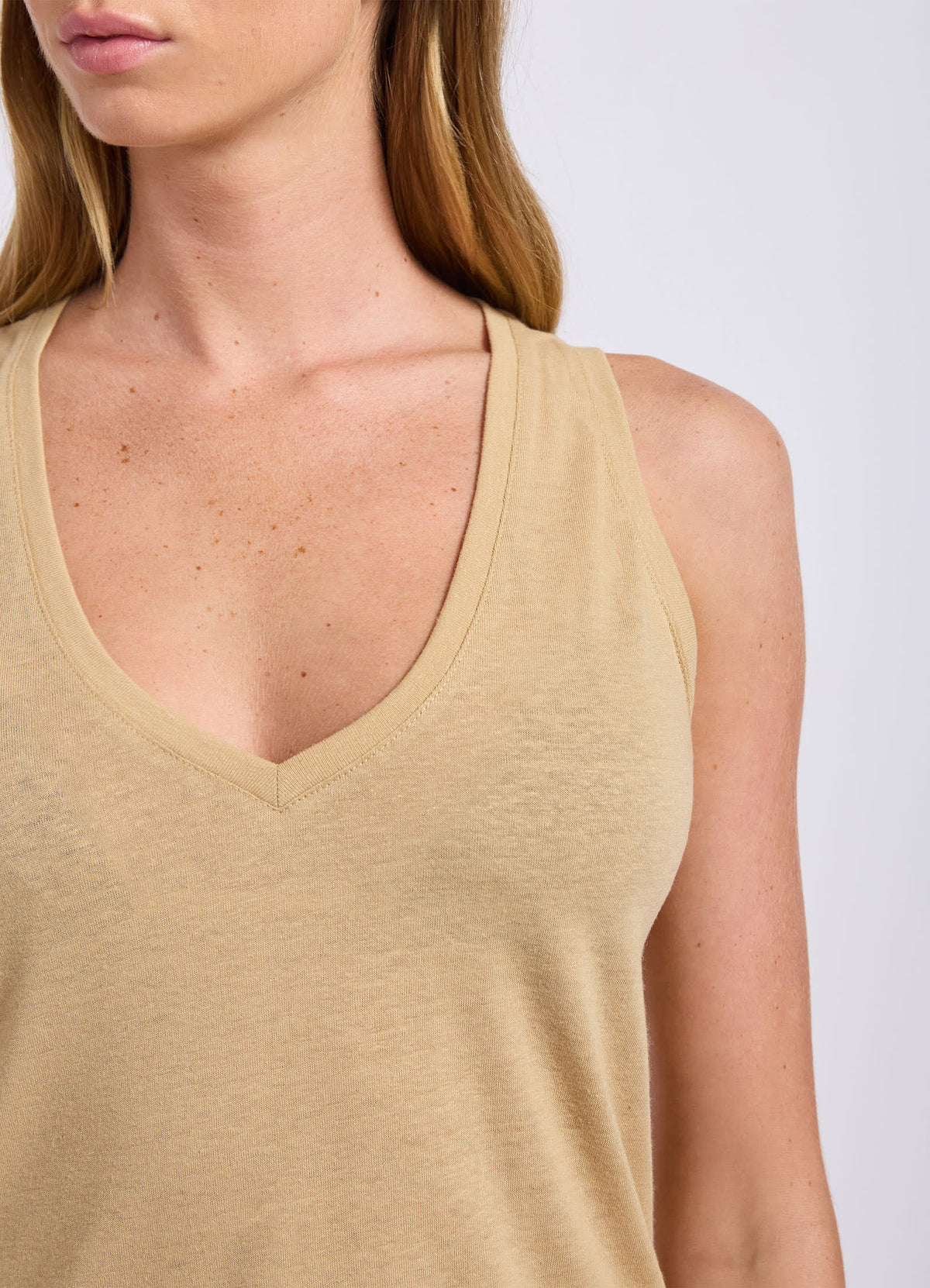 Slub Linen V Neck Tank Top