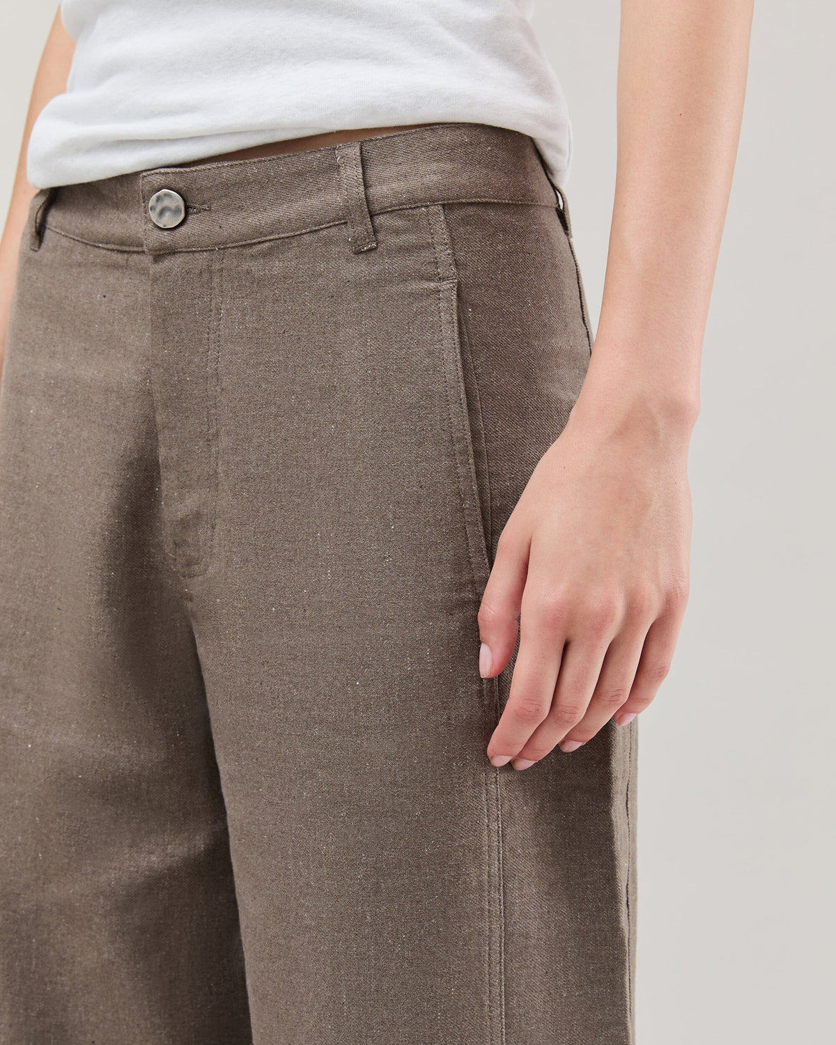 Womens Roma Work Pant - Cotton Linen Twill - Porcini