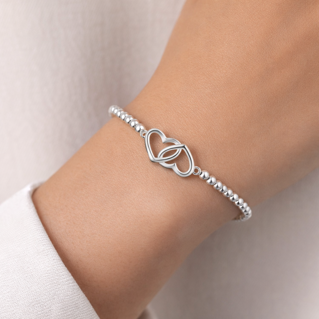 Beaded Intertwined Heart Bracelet