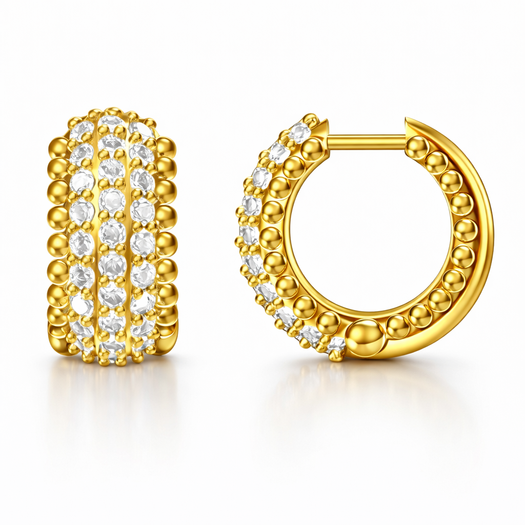 Chunky Gold-Tone Crystal Hoops
