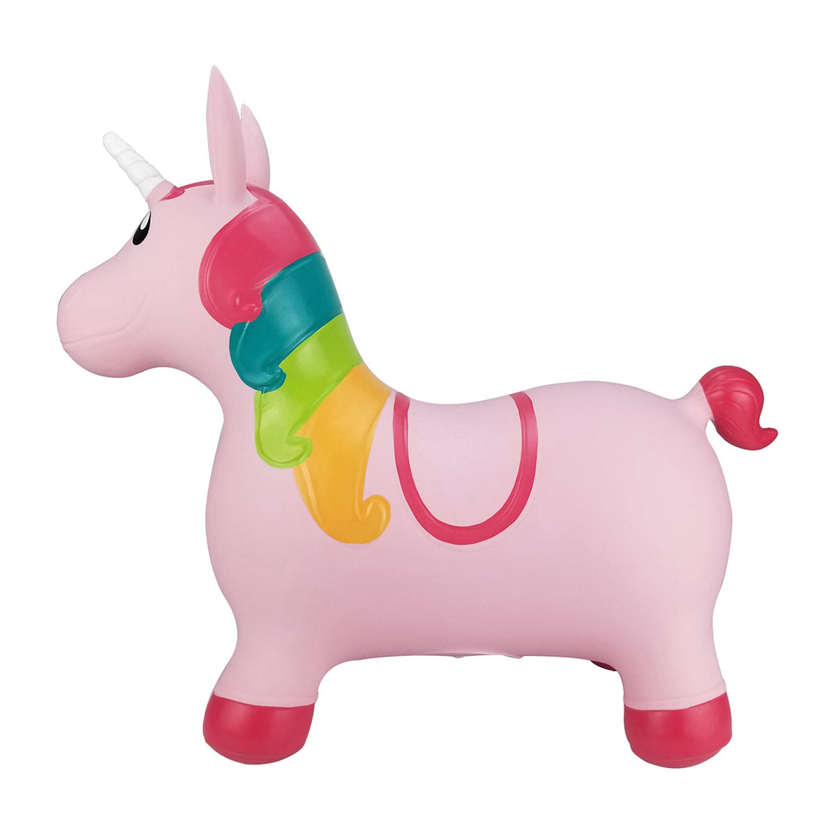 BounceZiez Inflatable Bouncy Ride-On Hopper with Pump - Pink Unicorn