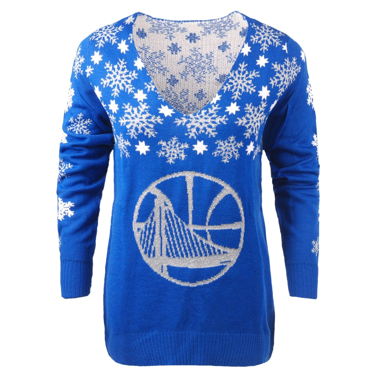 Foco Women's Nike NBA Golden State Warriors Snowflake V-Neck Sweater