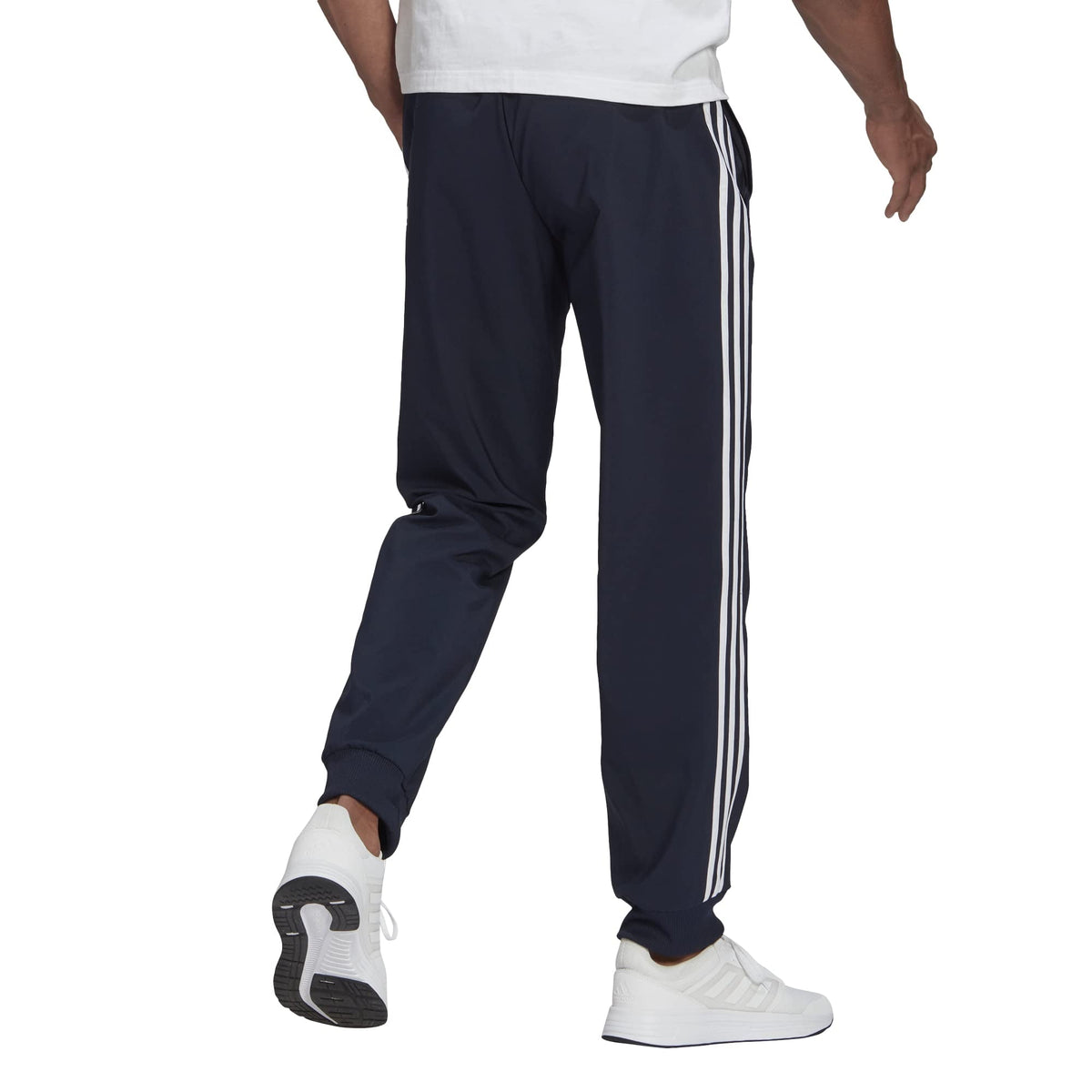 adidas Men's Essentials Tapered Cuff Woven 3-Stripes Pants