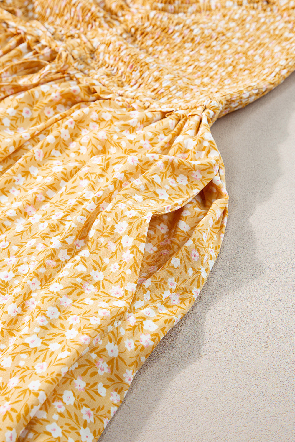 Bea Smocked High Waist Floral Maxi Dress