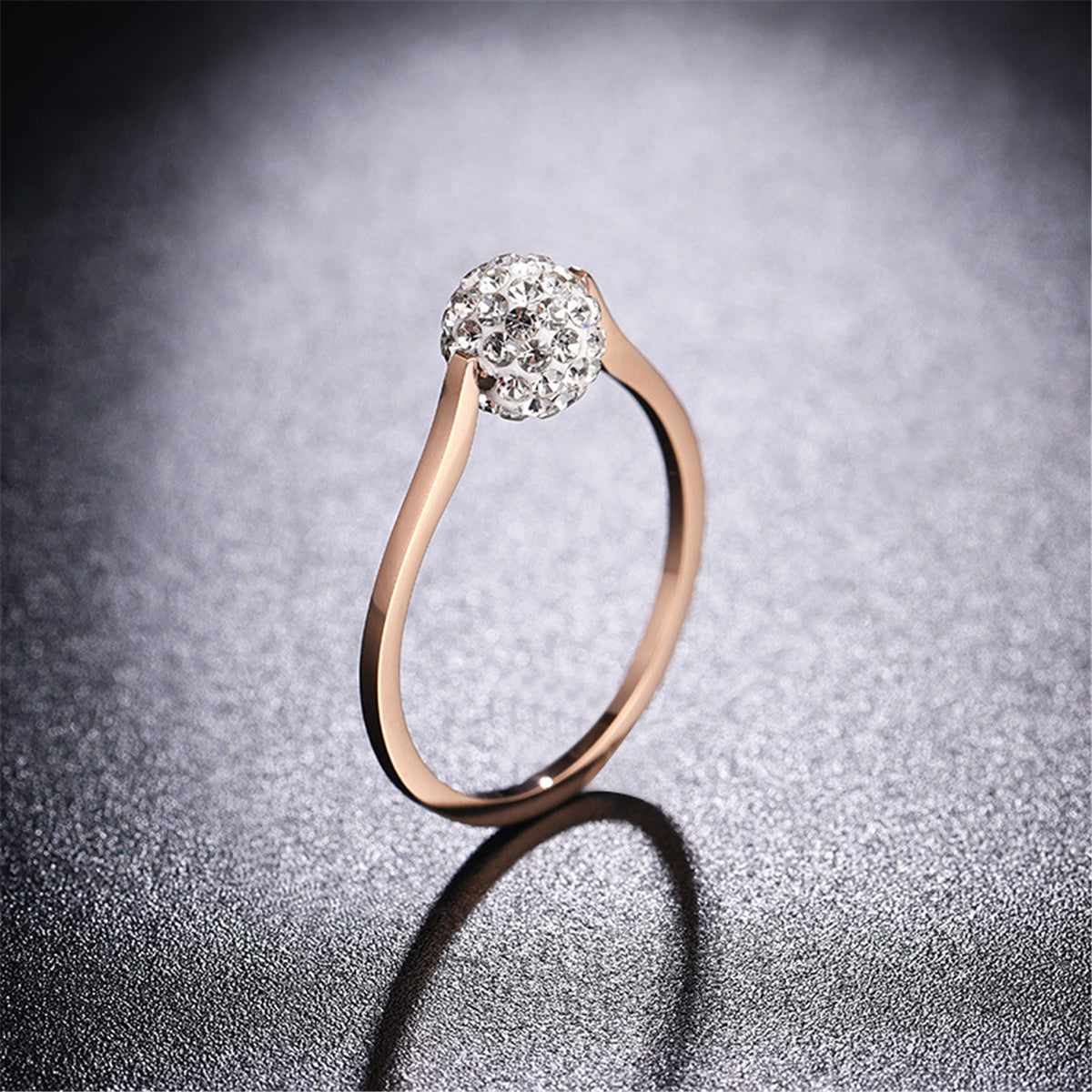 Cubic Zirconia & Rose Goldtone Ball Ring