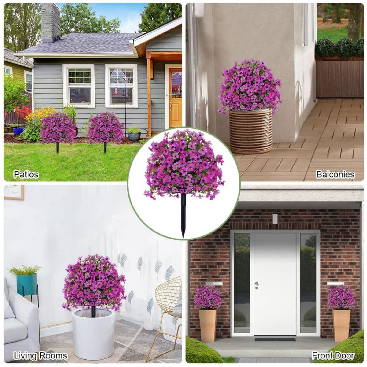 2-Pack Outdoor Artificial Flower Bush Stakes
