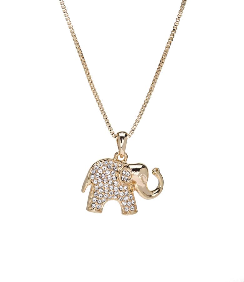 Clear Swarovski Crystal Necklace – Goldtone Elephant Necklace With Pave Swarovski Crystals