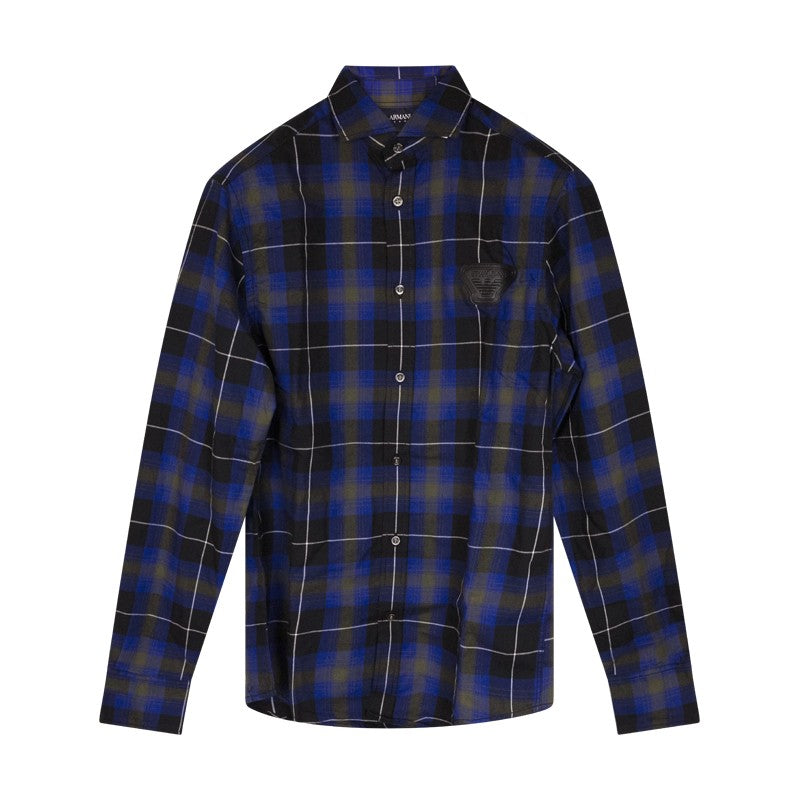 Armani Men's Blue & Black Check Shirt