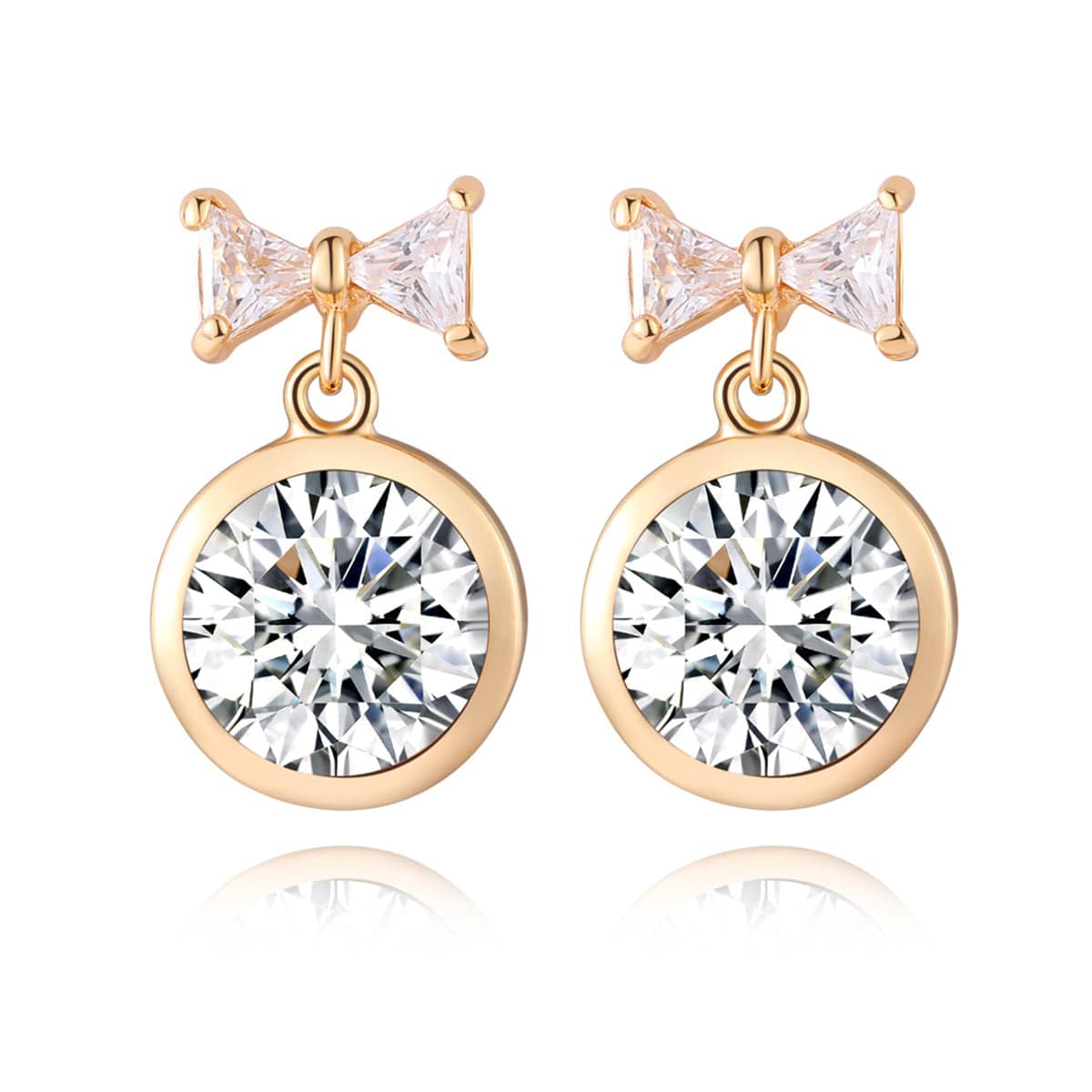 Crystal & Goldtone Bow Drop Earrings