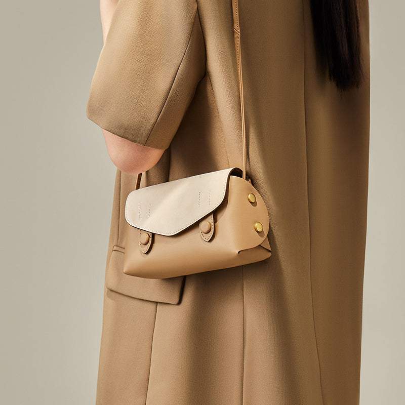 Duo-Tone Apricot Sand Flap Crossbody Shoulder Bag