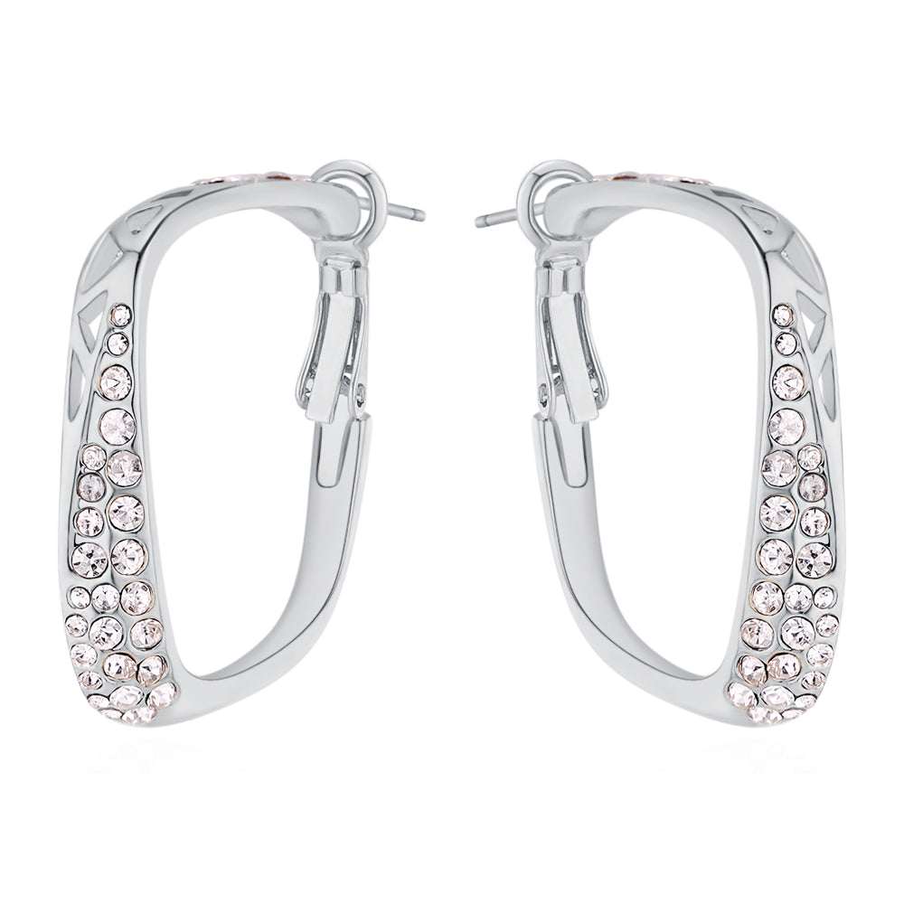 Clear Swarovski Crystal Earrings – Clear Swarovski Crystal Rectangular Hoop Earrings