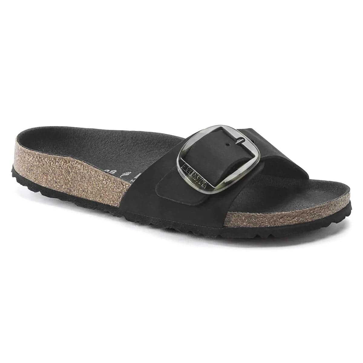 Birkenstock Madrid Big Buckle Nubuck Leather Black Sandals