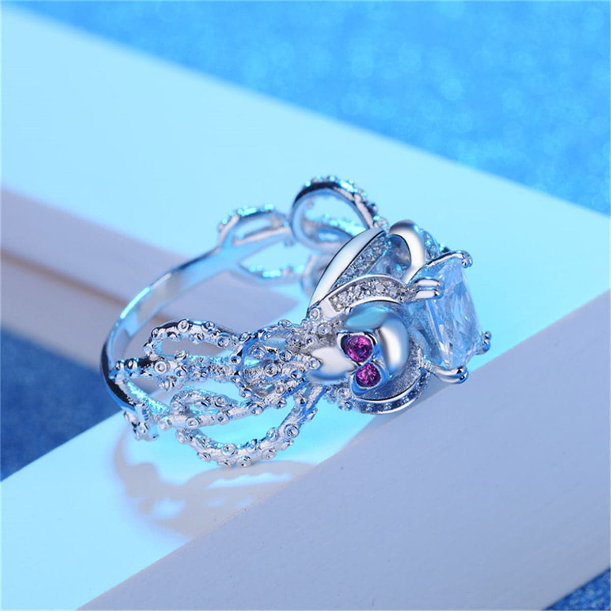 Crystal & Cubic Zirconia Openwork Skull Ring