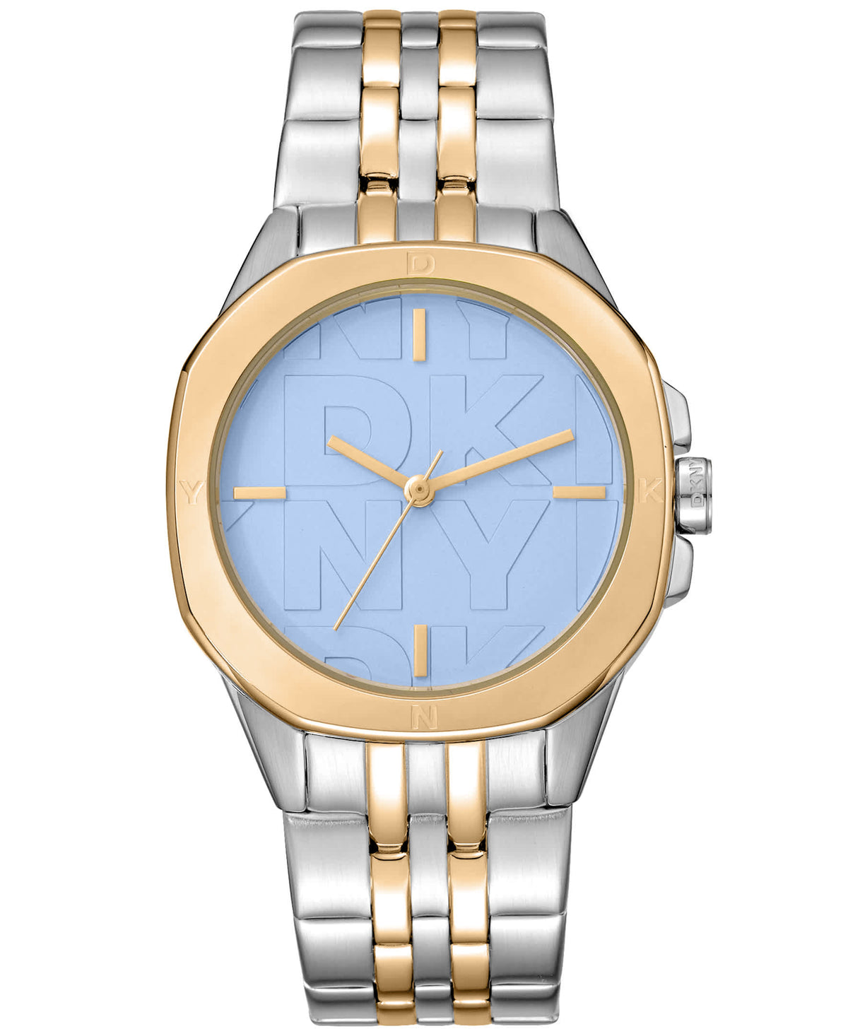 Dkny Women Watch, Two Tone Silver & Gold Color Case, Light Blue Dial, Two Tone Silver & Gold Color Metal Bracelet, 3 Hands, 5 Atm