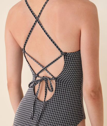 The Fiji One Piece - Houndstooth - Black Houndstooth - Long Torso