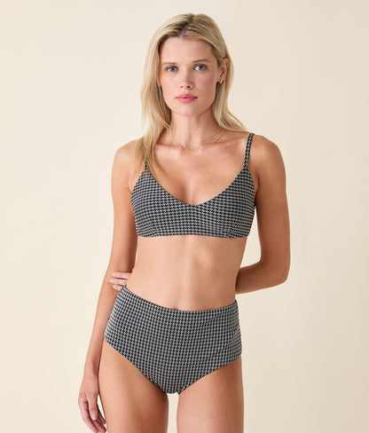 The High Waist Bikini Bottom - Houndstooth - Black Houndstooth