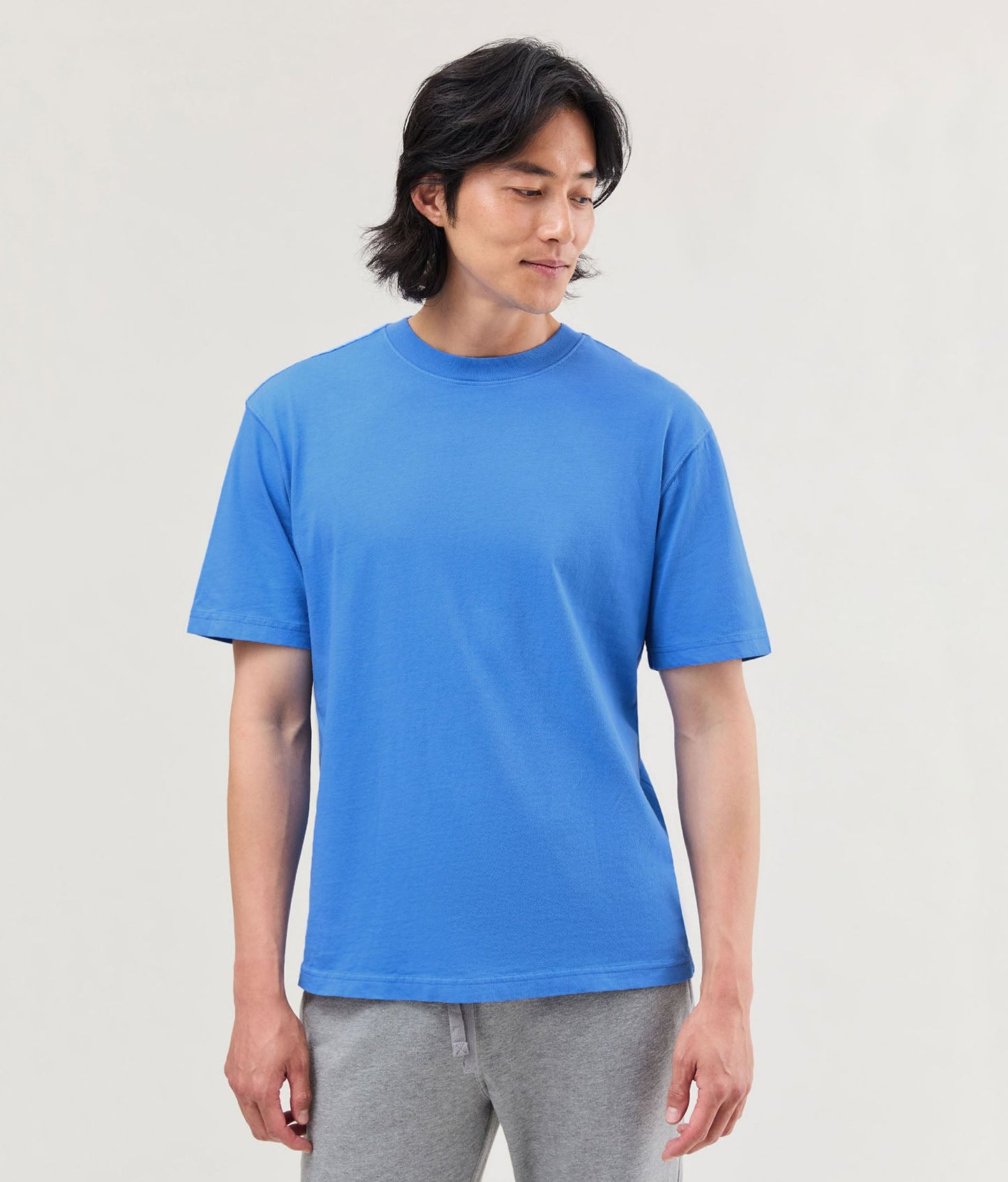 Mens Relaxed Short Sleeve Tee - Pigment Dye Jersey - Pop Blue
