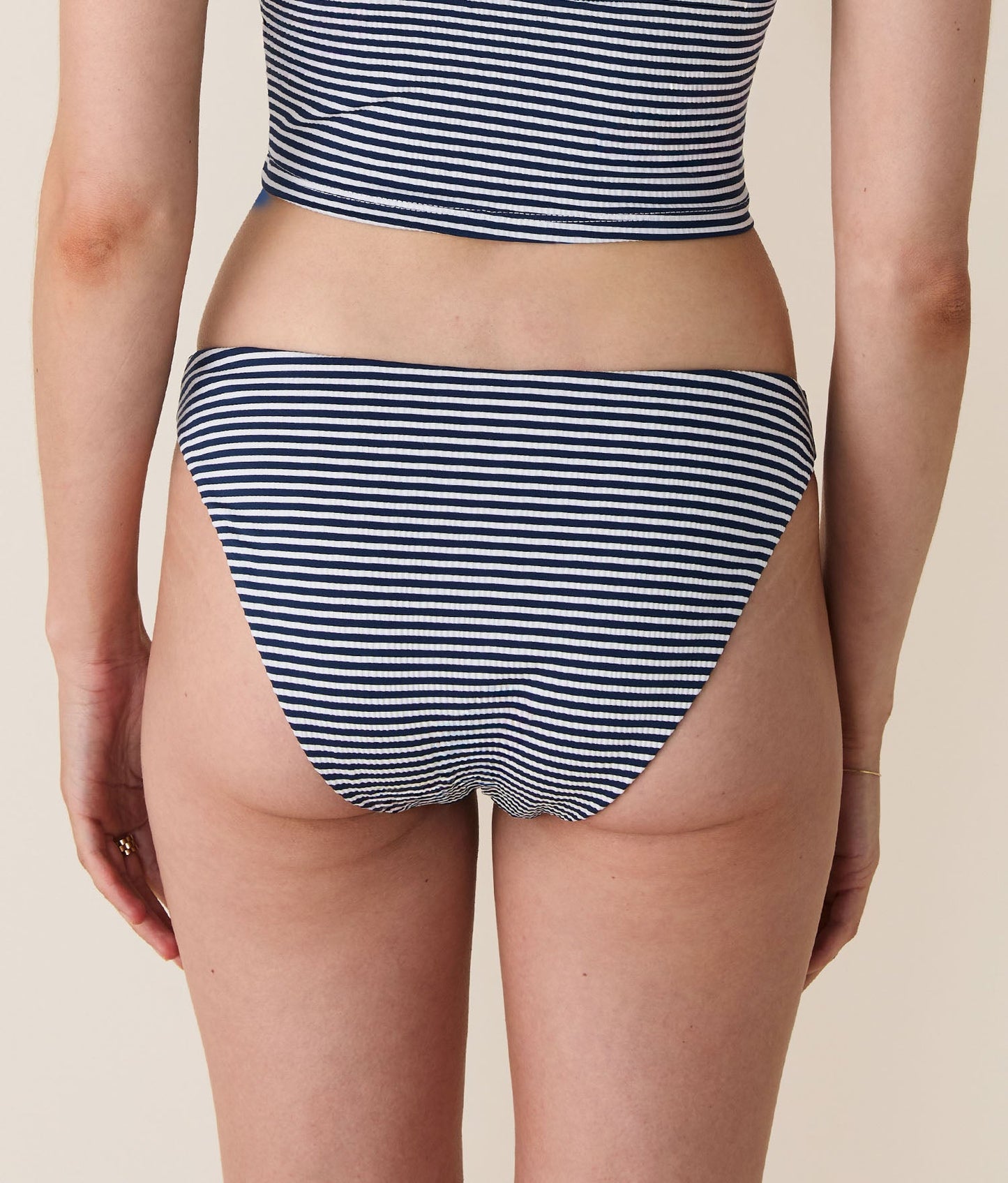 The Signature Bikini Bottom - Seersucker Stripe - Cadet