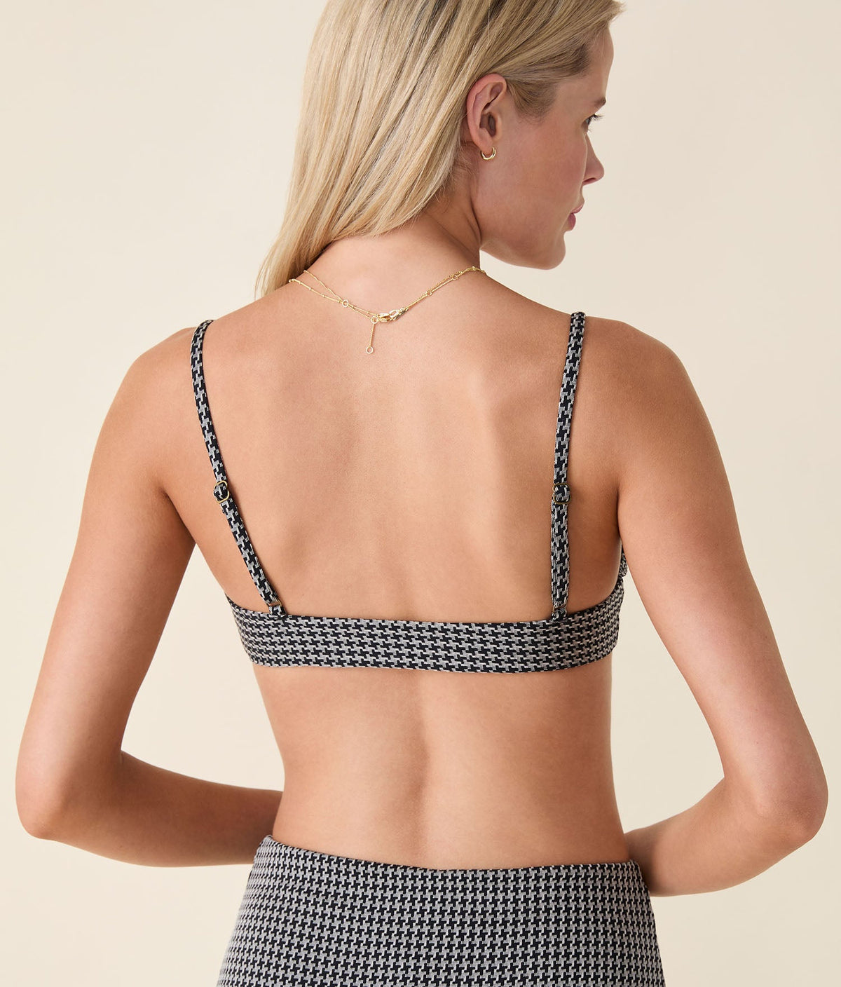 The Molokai Bikini Top - Houndstooth - Black Houndstooth