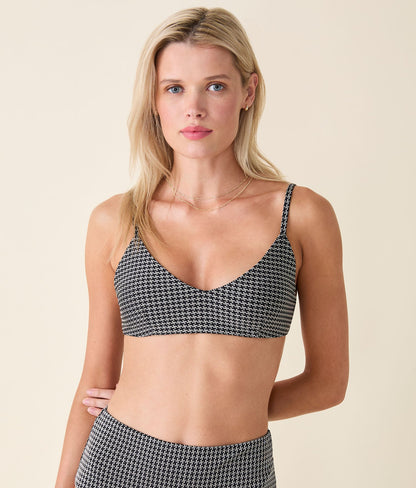 The Molokai Bikini Top - Houndstooth - Black Houndstooth