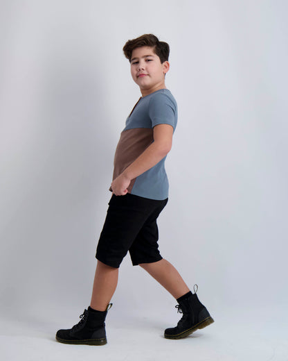 Blueberry and Mocha Contrast Tee