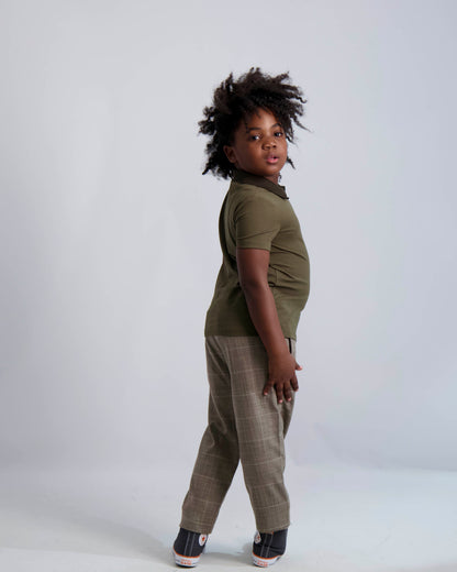 Camel Windowpane Dress Pants
