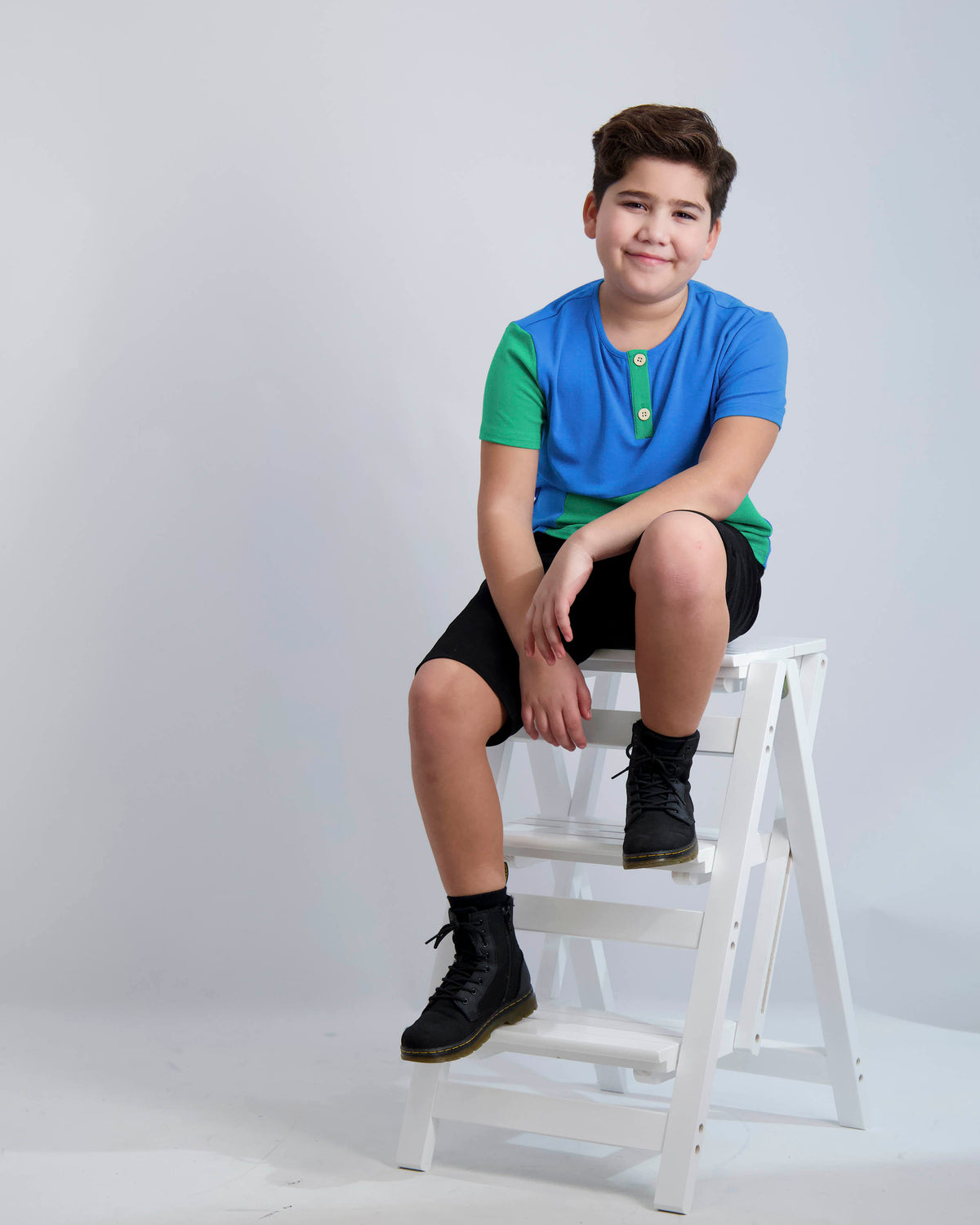 Cobalt and Emerald Contrast Tee