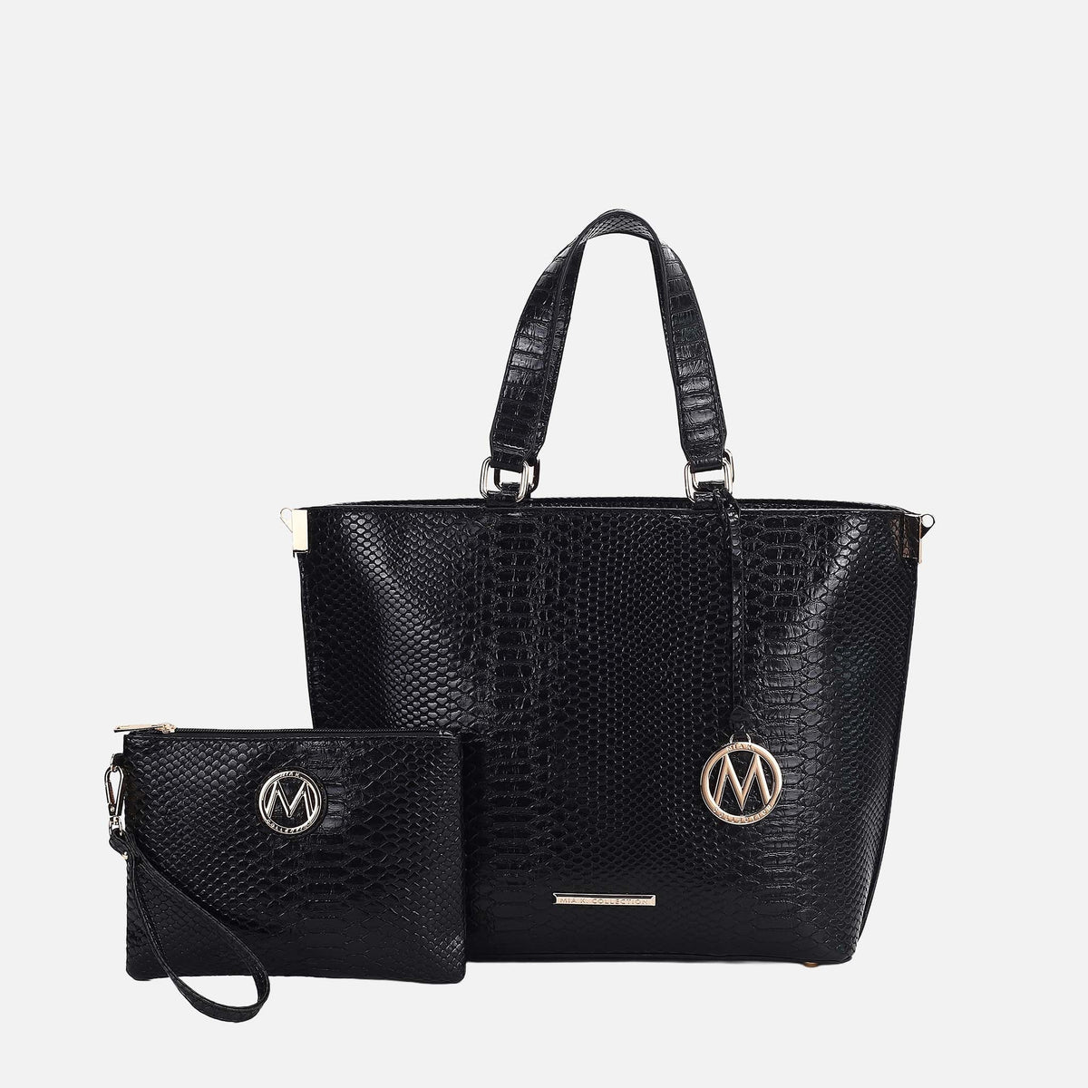Beryl Embossed Tote Bag and Wristlet Set