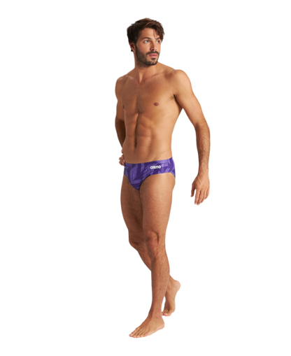 Arena Men's Puzzled Brief Swimsuit - Black/Purple - FINAL SALE