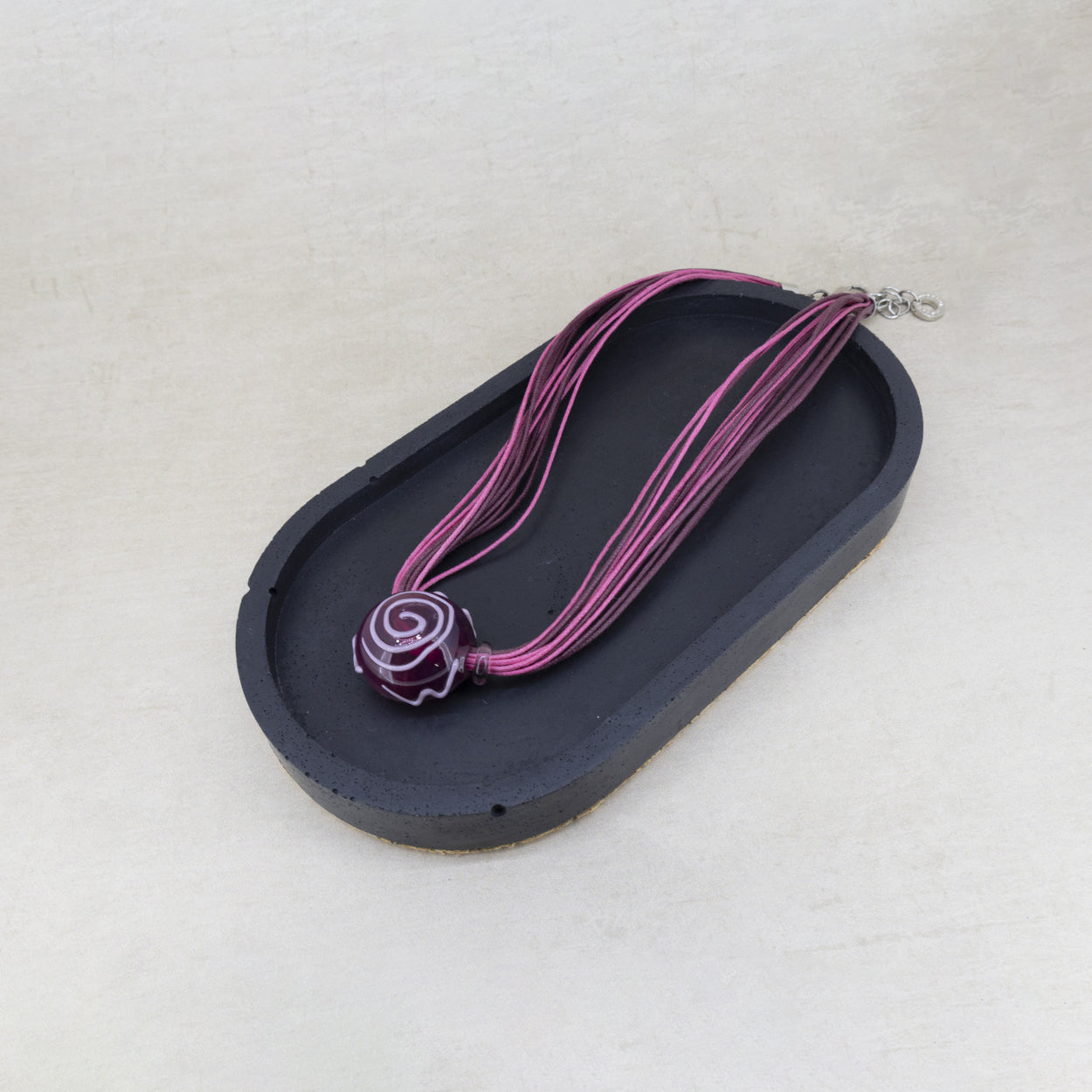 Antica Murrina Pink Glass Mignon Necklace Pink Purple & Silver CO589A05