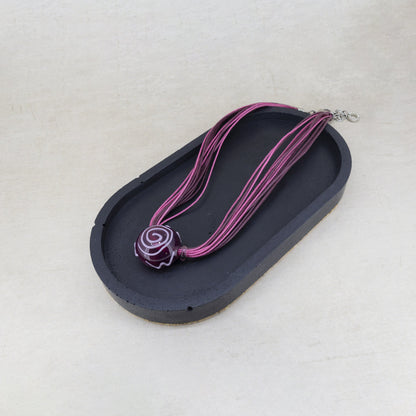 Antica Murrina Pink Glass Mignon Necklace Pink Purple & Silver CO589A05