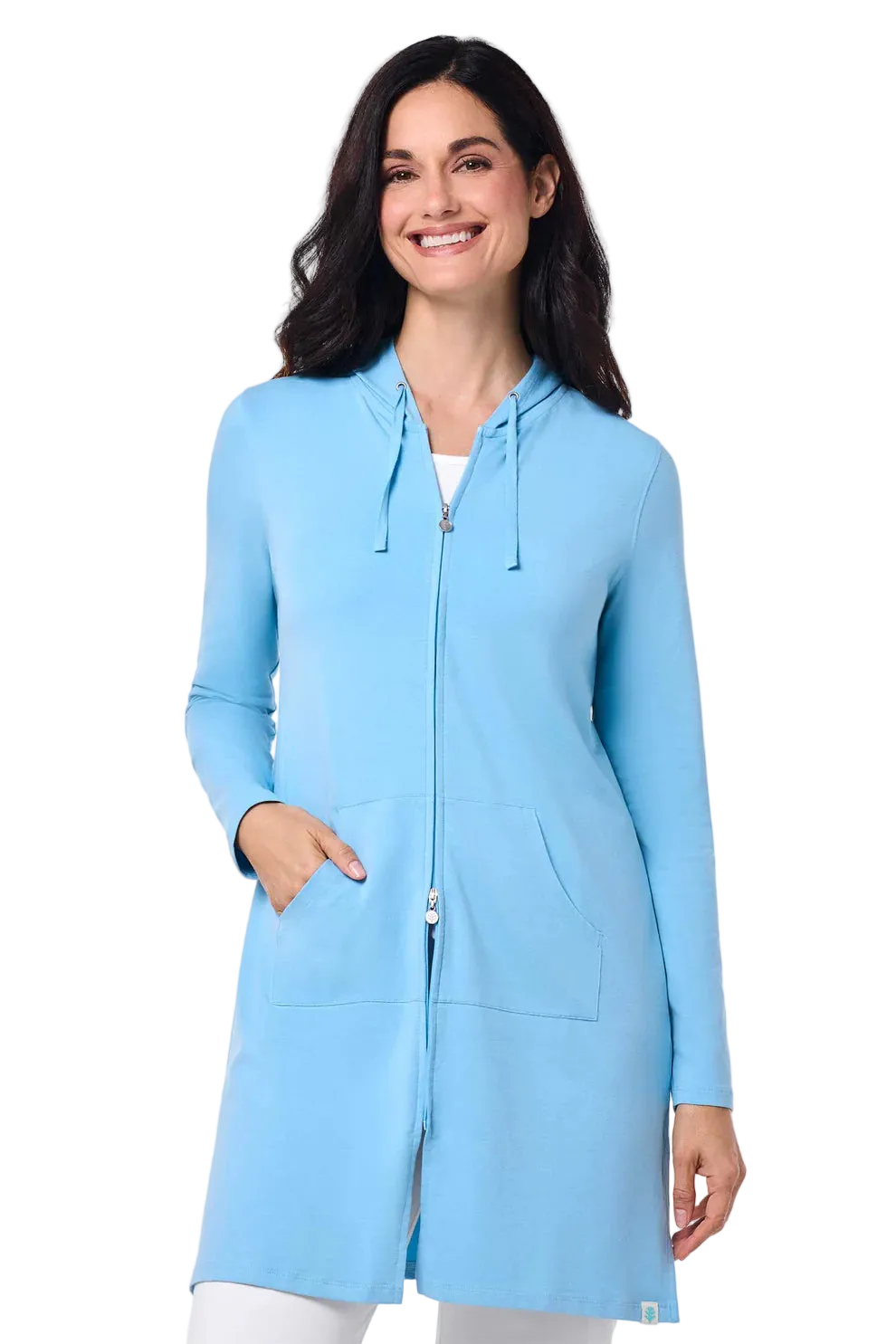 Coolibar Cabana Hoodie Coverup UPF 50+ - Arctic Blue
