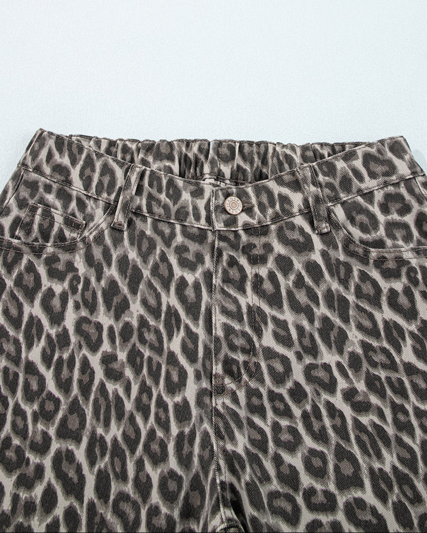 Bailey Leopard Straight Loose Leg Jeans