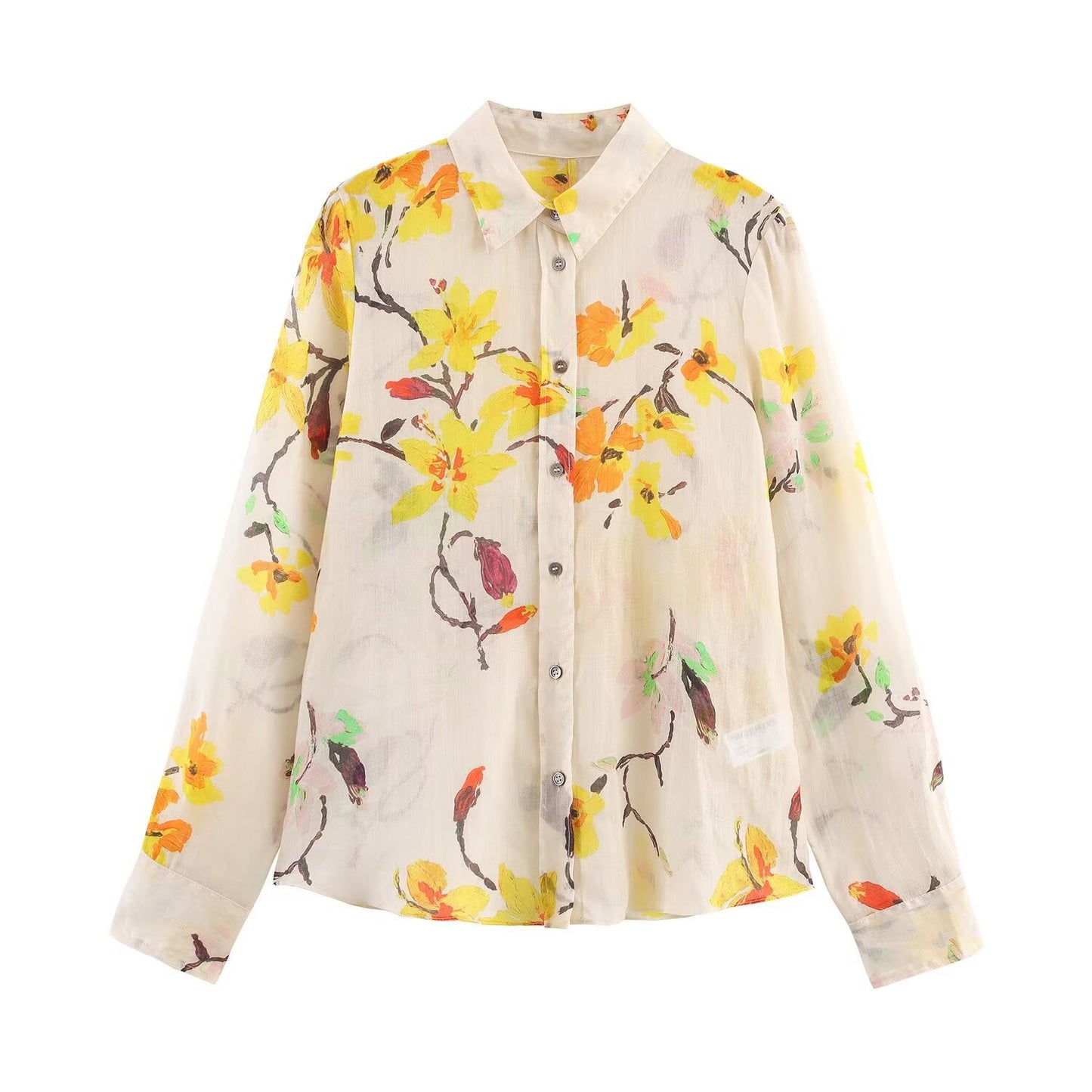 Linen flower shirt+straight trousers suit
