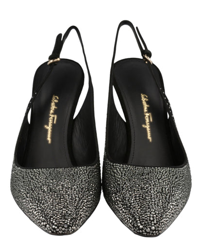 Ferragamo Jessie Crystal-Embellished Slingback Pumps