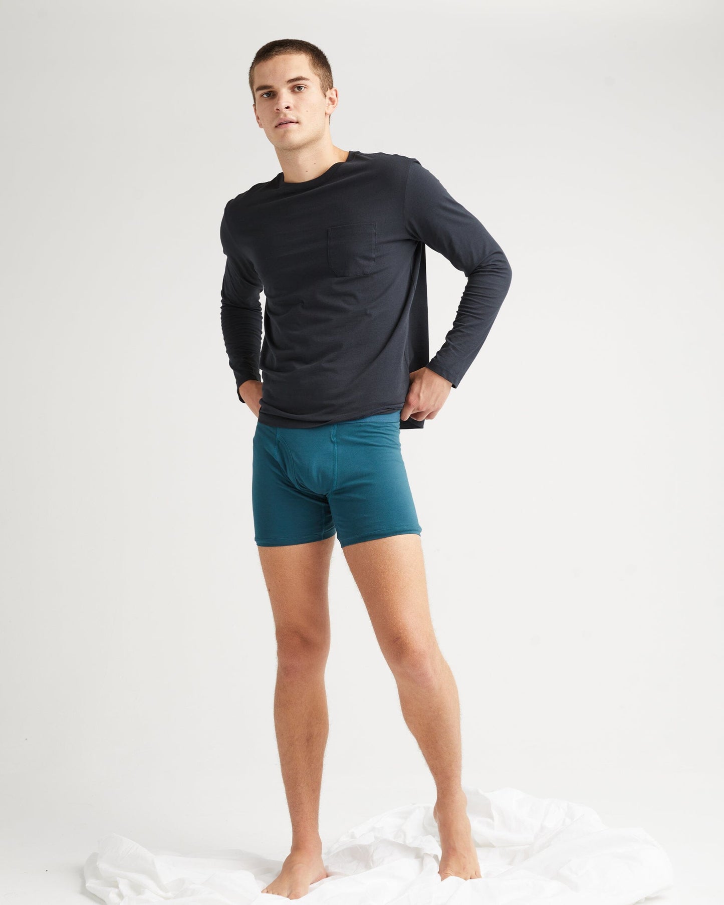 Mens Pima Long Sleeve Pocket Tee - Pima Cotton Jersey - Black