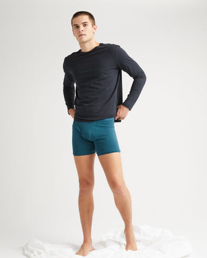 Mens Pima Long Sleeve Pocket Tee - Pima Cotton Jersey - Black