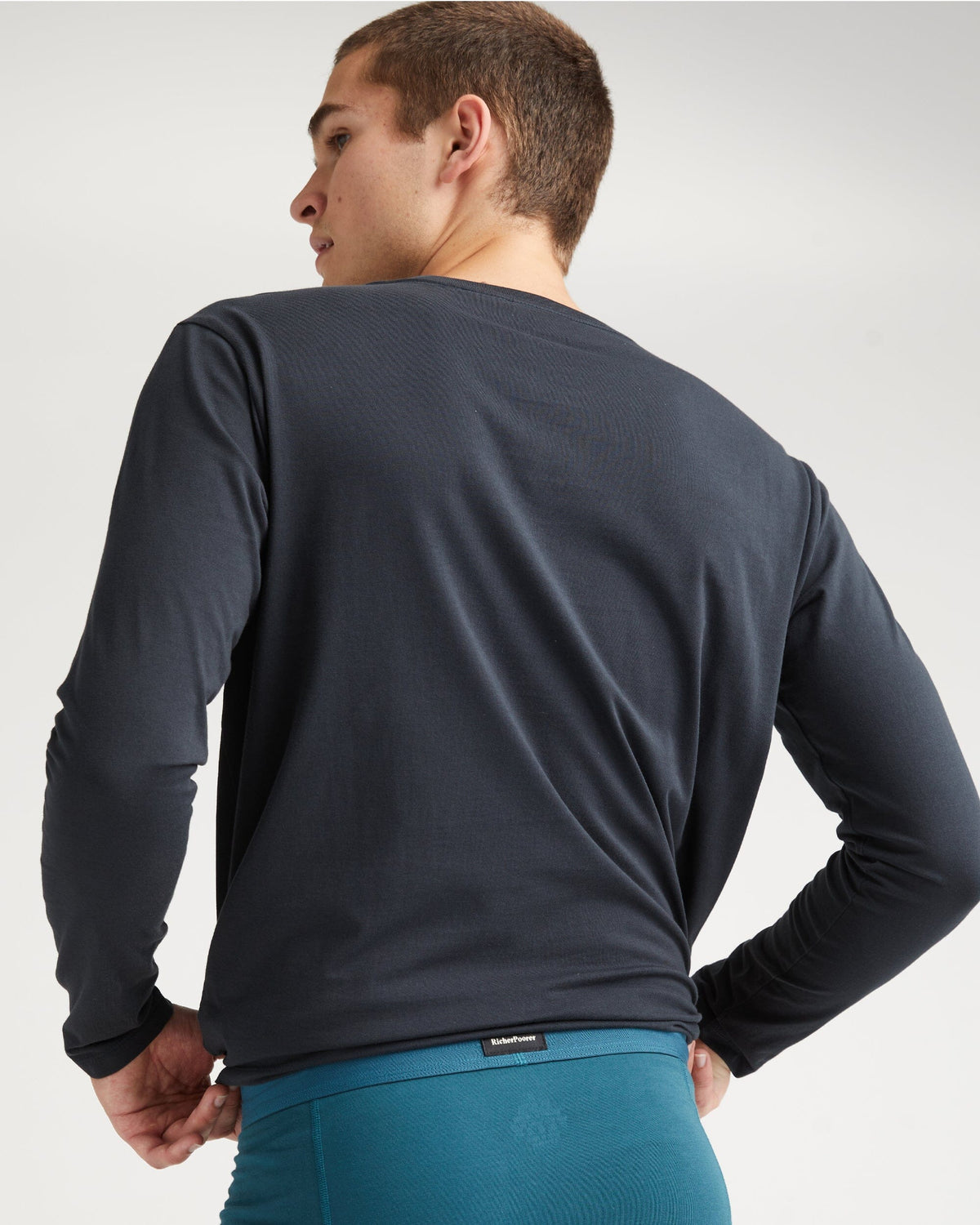 Mens Pima Long Sleeve Pocket Tee - Pima Cotton Jersey - Black