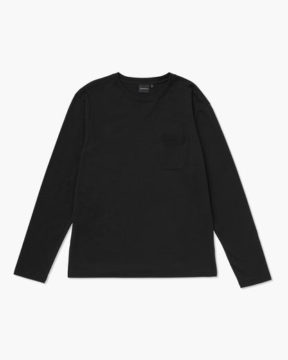 Mens Pima Long Sleeve Pocket Tee - Pima Cotton Jersey - Black
