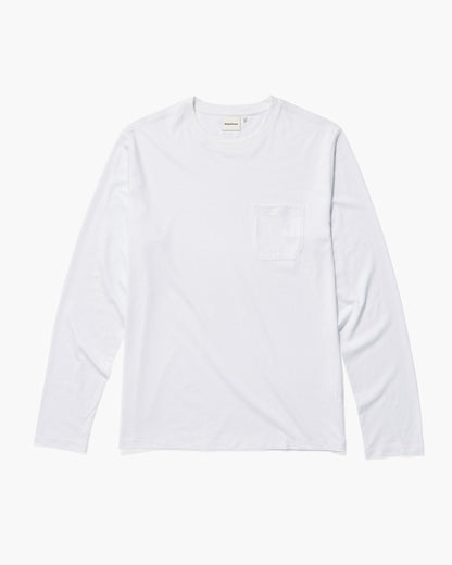 Mens Pima Long Sleeve Pocket Tee - Pima Cotton Jersey - White