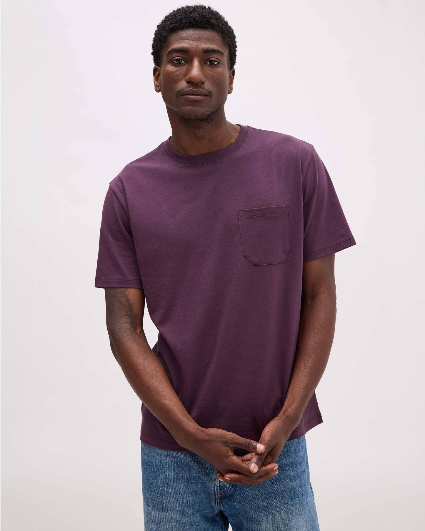 Mens Pima Pocket Tee - Pima Cotton Jersey - Plum Wine