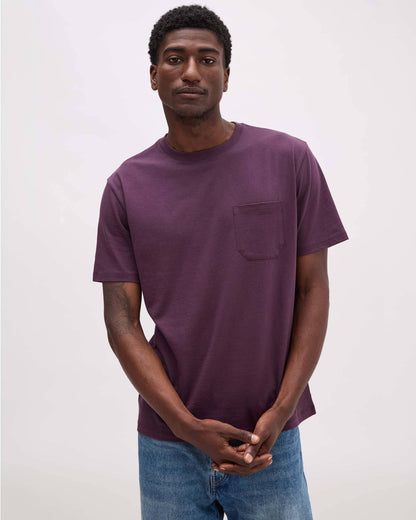 Mens Pima Pocket Tee - Pima Cotton Jersey - Plum Wine